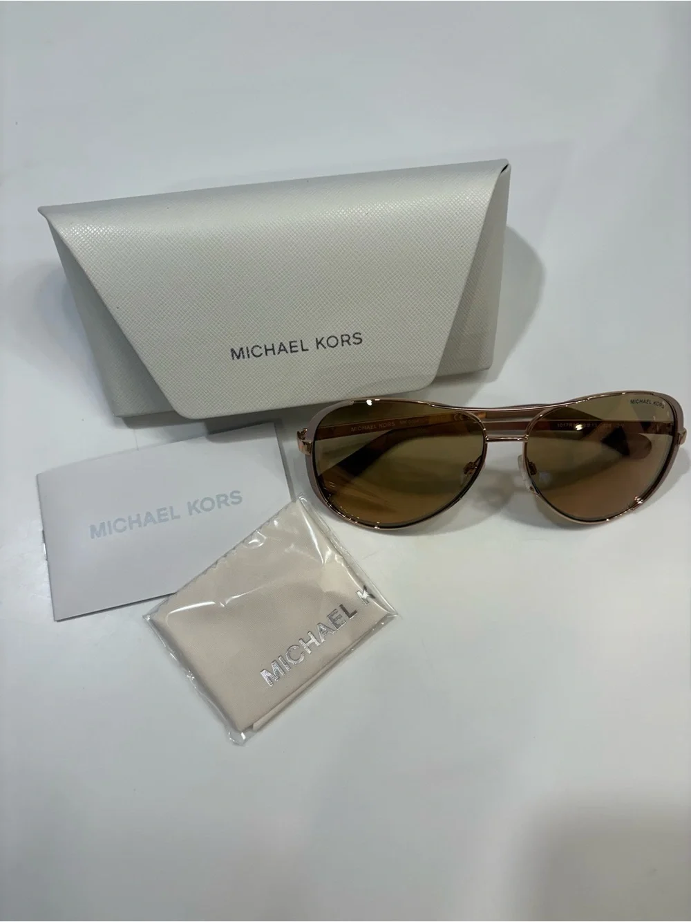 Michael Kors Women’s Rose Gold Frame Sunglasses with Brown Lenses